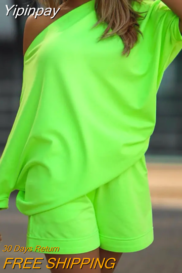 Yipinpay Women Casual Top & Pocket Detail Shorts Set Spring Female & Lady Office Shorts Suits Two Pieces 2023 Fashion